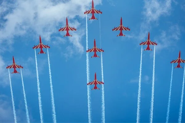 Surya Kiran Aerobatic Team Of Indian Air Force Performs Spectacular Air Show In Guwahati