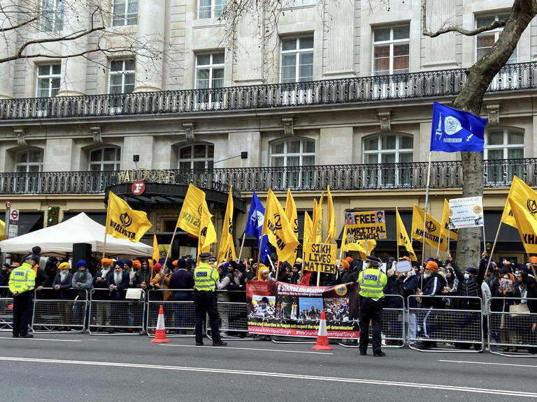 Pro-Khalistan Protesters In London Throw Flares And Bottles While Security Is Tightened At The Indian Mission