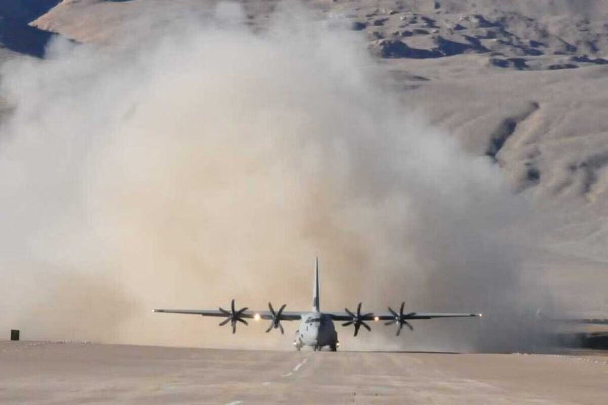 IAF's C-130J Aircraft Achieves Historic Night Landing At Kargil Airstrip