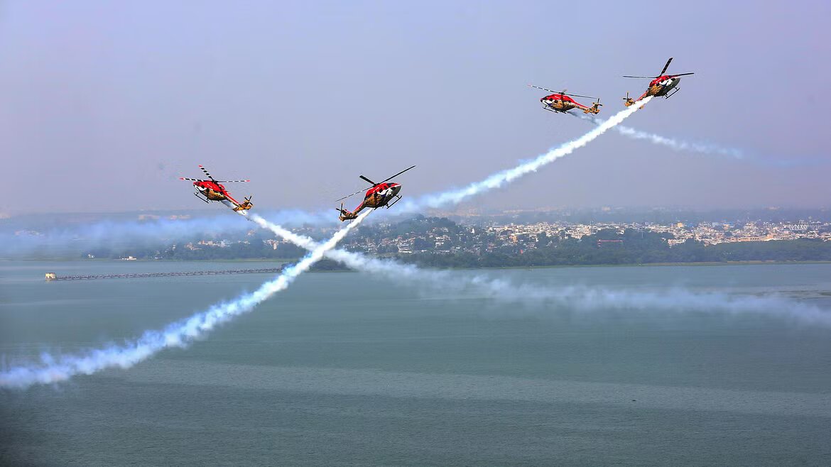 IAF’s Sarang Team Prepares For Aerobatics Display At Singapore Airshow 2024