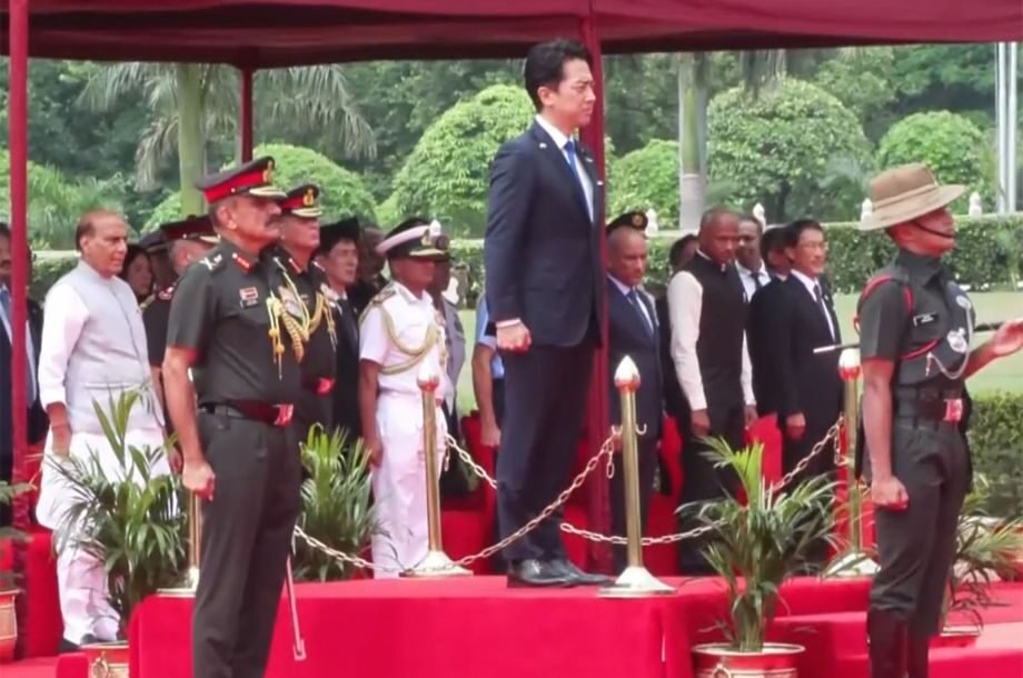 Japanese Defence Minister Shinjiro Koizumi Inspects Guard of Honour in India